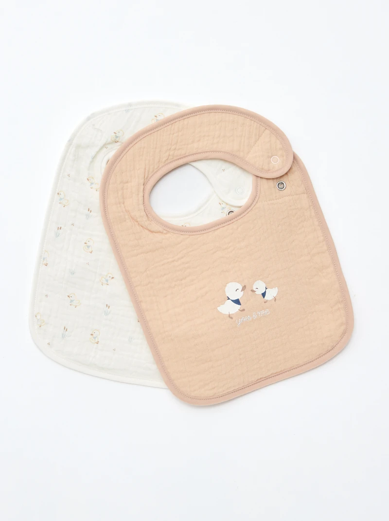 Lot de 2 bavoirs en gaze de coton - Oie